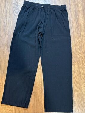 Women’s Unbranded Cotton Blend Black Drawstring relaxed fit wide leg